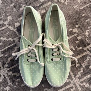 Keds Light Green Off White Polka Dot Lace-Up Shoes
